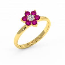 18K Gold Diamond Pink Sapphire Ring