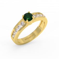 18K Gold Diamond Emerald Ring