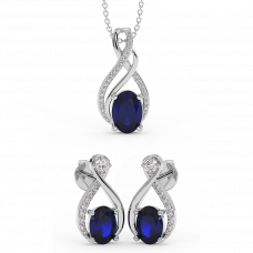 18K Gold Diamond Sapphire Set