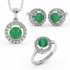 18K Gold Diamond Emerald Set