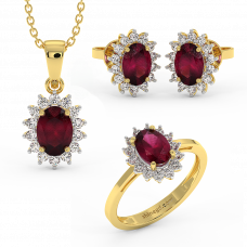 18K Gold Diamond Ruby Set