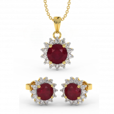 18K Gold Diamond Ruby Set