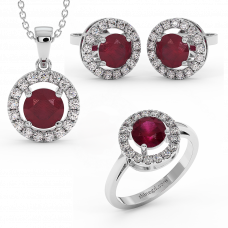 18K Gold Diamond Ruby Set