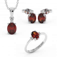 18K Gold Diamond Garnet Set