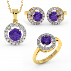 18K Gold Diamond Amethyst Set