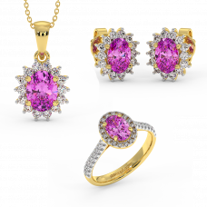 18K Gold Diamond Pink Sapphire Set