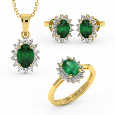 18K Gold Diamond Emerald Set