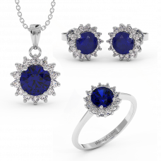 18K Gold Diamond Sapphire Set