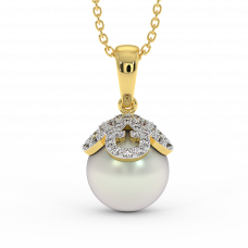 18K Gold Diamond Pearl Pendant