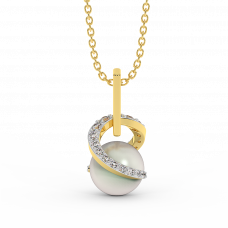 18K Gold Diamond Pearl Pendant