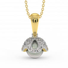 18K Gold Diamond Pearl Pendant