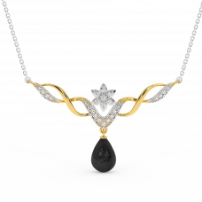 18K Gold Black & White Diamond Pendant 