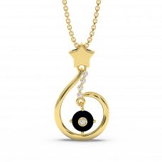 18K Gold Black & White Diamond Pendant 