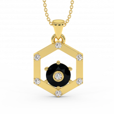 18K Gold Black & White Diamond Pendant 