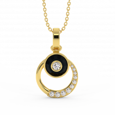 18K Gold Black & White Diamond Pendant 