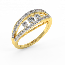 18K Gold Dancing Diamond Ring