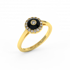 18K Gold Black & White Diamond Ring