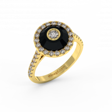 18K Gold Black & White Diamond Ring