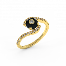 18K Gold Black & White Diamond Ring