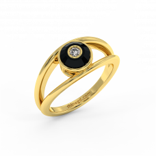 18K Gold Black & White Diamond Ring