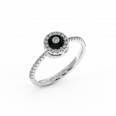 18K Gold Black & White Diamond Ring