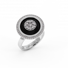 18K Gold Black & White Diamond Ring