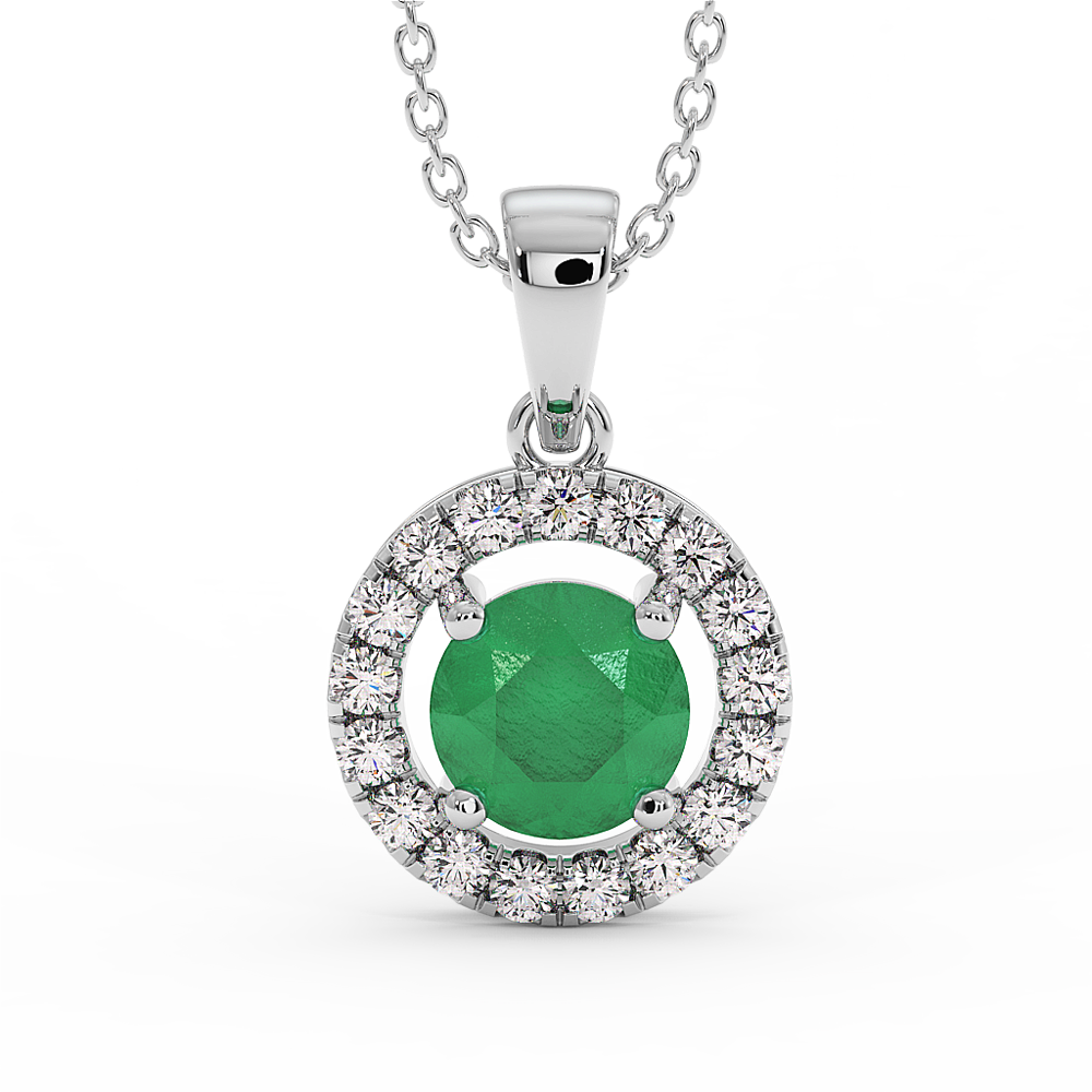 18K Gold Diamond Emerald Pendant 