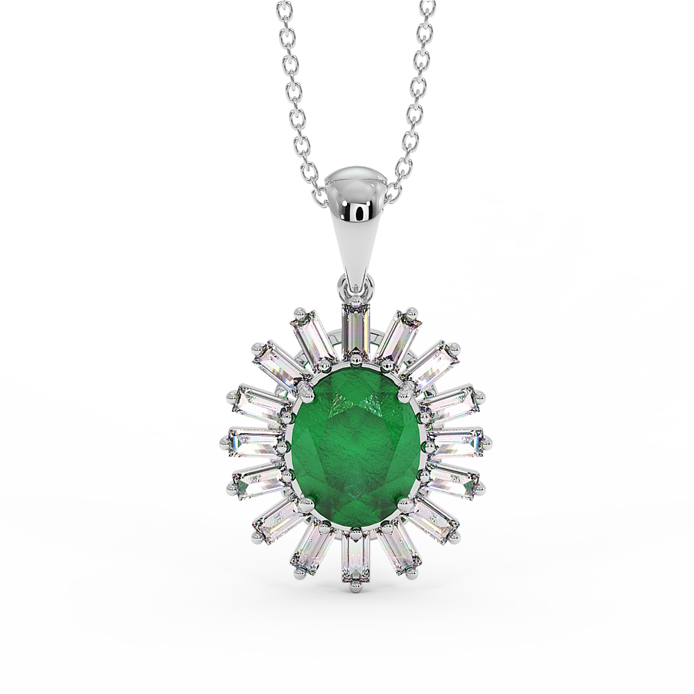 18K Gold Diamond Emerald Pendant