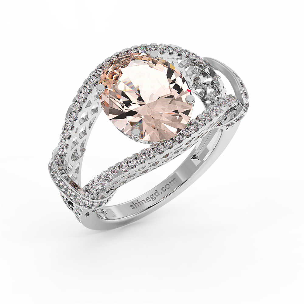 18K Gold Diamond Morganite Ring