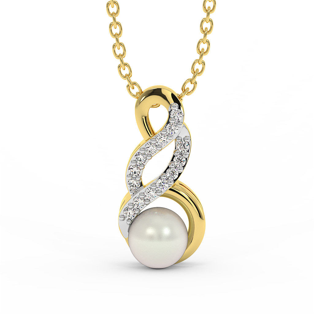 18K Gold Diamond Pearl Pendant