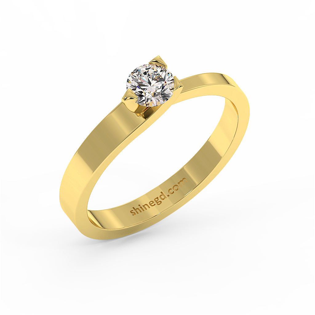 18K Gold Diamond Solitaire Ring