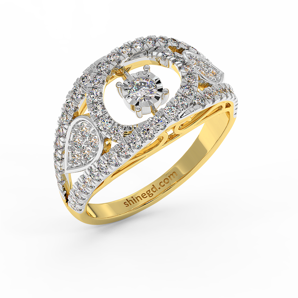 18K Gold Dancing Diamond Ring