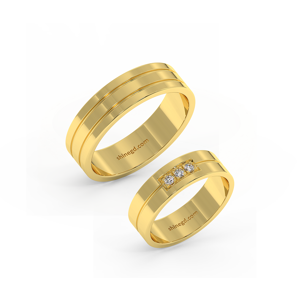 18K Gold Diamond Wedding Rings
